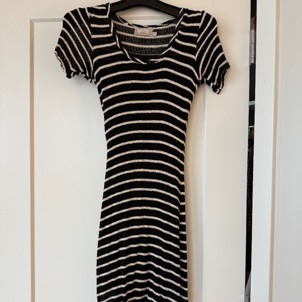 Mini Black and White Striped Cotton Nation LTD Dress With Black Slip - Size XS